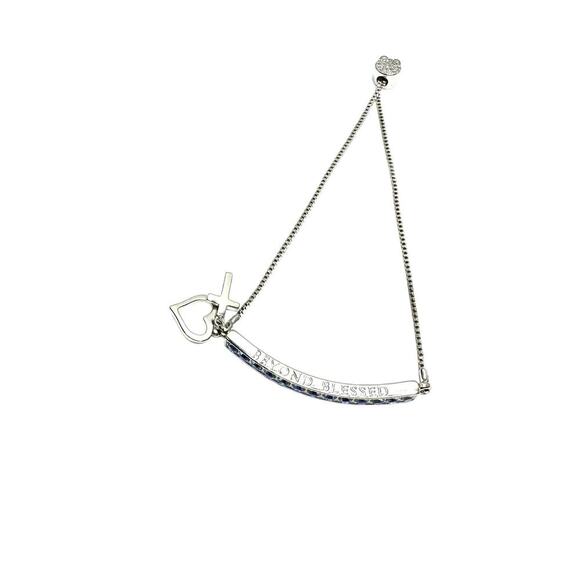 Beyond Bless Swarovski Element Silver Plated Cross Slider Bracelet - Picture 1 of 8